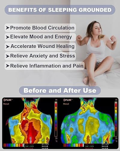 Miniatura 3 de Grounding Sheets King - Sábana bajera ajustable a tierra, kit de conexión a tierra con cable de conexión a tierra para un mejor sueño, (76 x 80 x 14