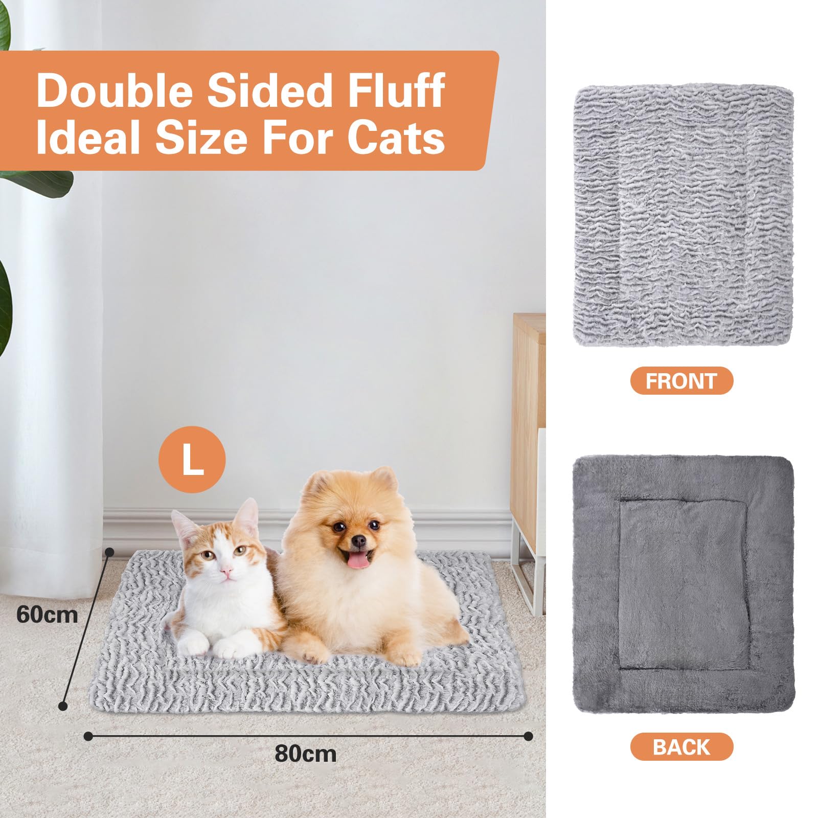 Tapis Chauffant Chat Chien 80×60 cm sans Électricité, Coussin Auto-Chauffant Chat Antidérapant avec Couverture Amovible et Lavable,Tapis pour Chat Chaud pour Intérieure et Extérieure