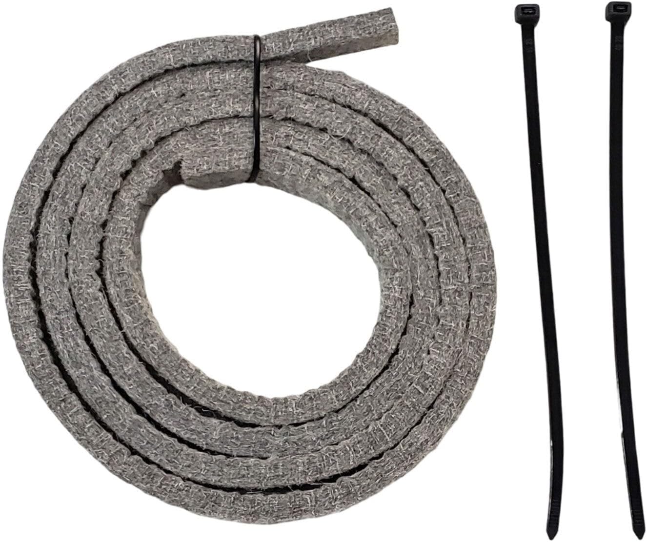 Dryer felt seal coiled with two black zip ties