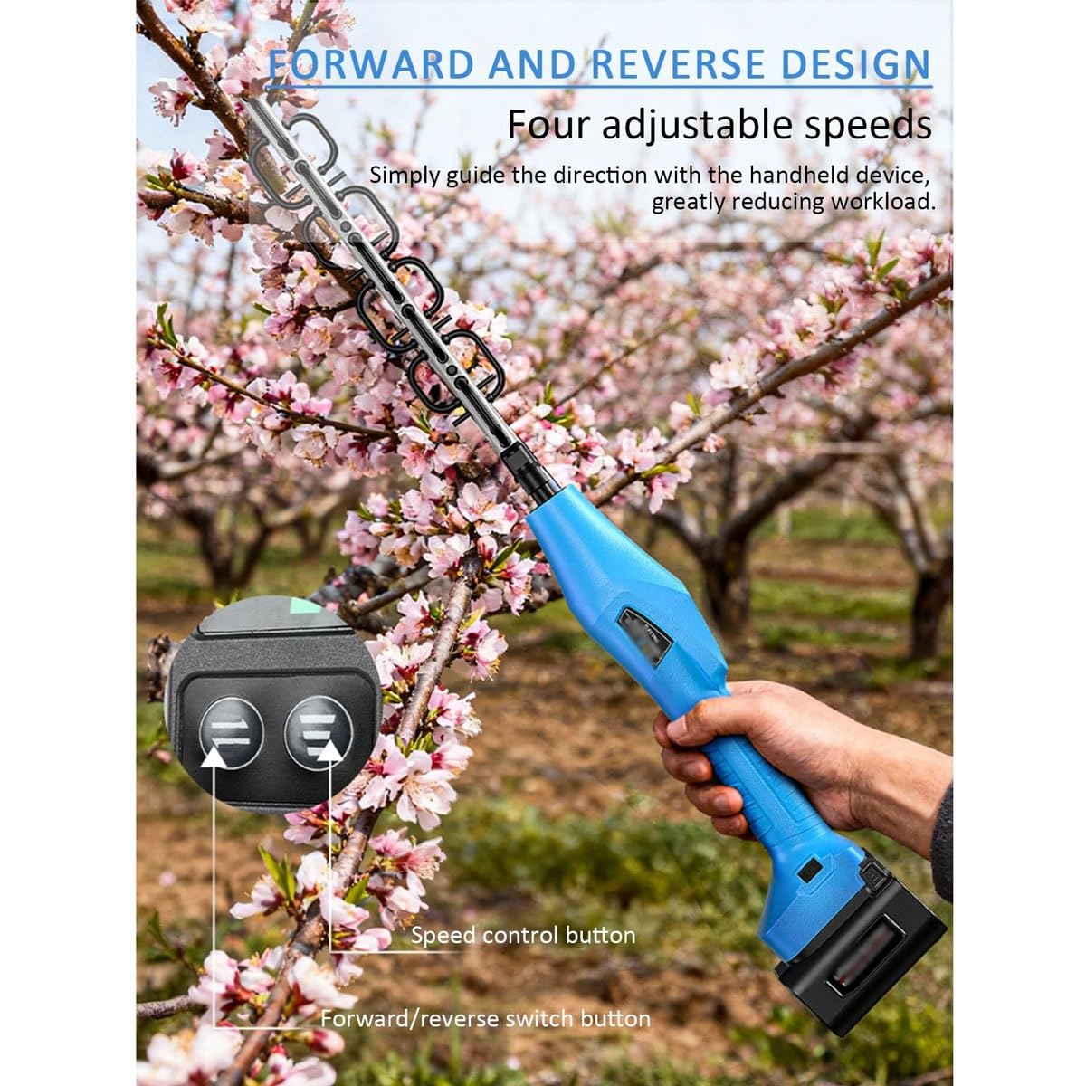 Podadora eléctrica de flores y árboles frutales con velocidad ajustable y batería de larga duración, herramienta de poda manual para jardinería eficiente