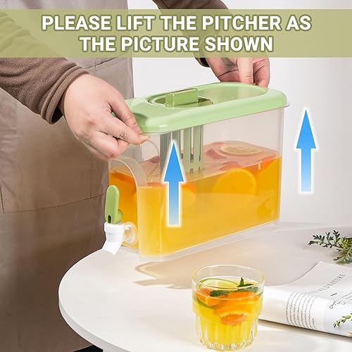 Miniatura 6 de Dispensador de bebidas de 1 galón para refrigerador, recipiente de agua con espiga, dispensador de agua de galón mejorado, jarra de té helado para