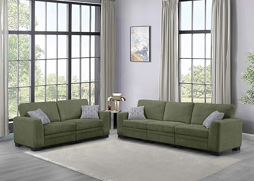 Miniatura 25 de Legend Vansen Sofá modular de gran tamaño, sofá en forma de U de 7 asientos con otomana, sofá de pana con asiento profundo, sofás seccionales