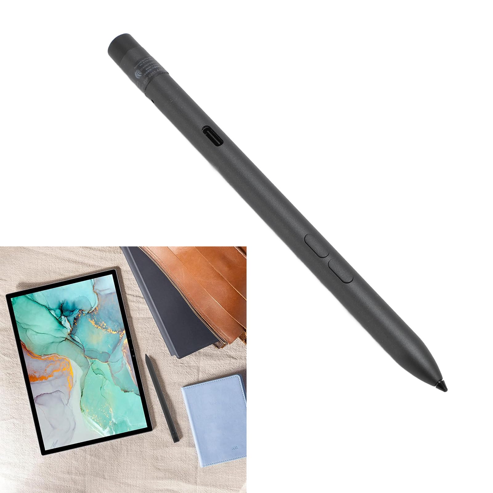 Penna Attiva Ricaricabile con Punta Affusolata con sensibilità Alla Pressione 4096 Indicatore LED a 3 Pulsanti Stilo Bluetooth 5.1 per Laptop Latitude 7210 7420 2 in 1