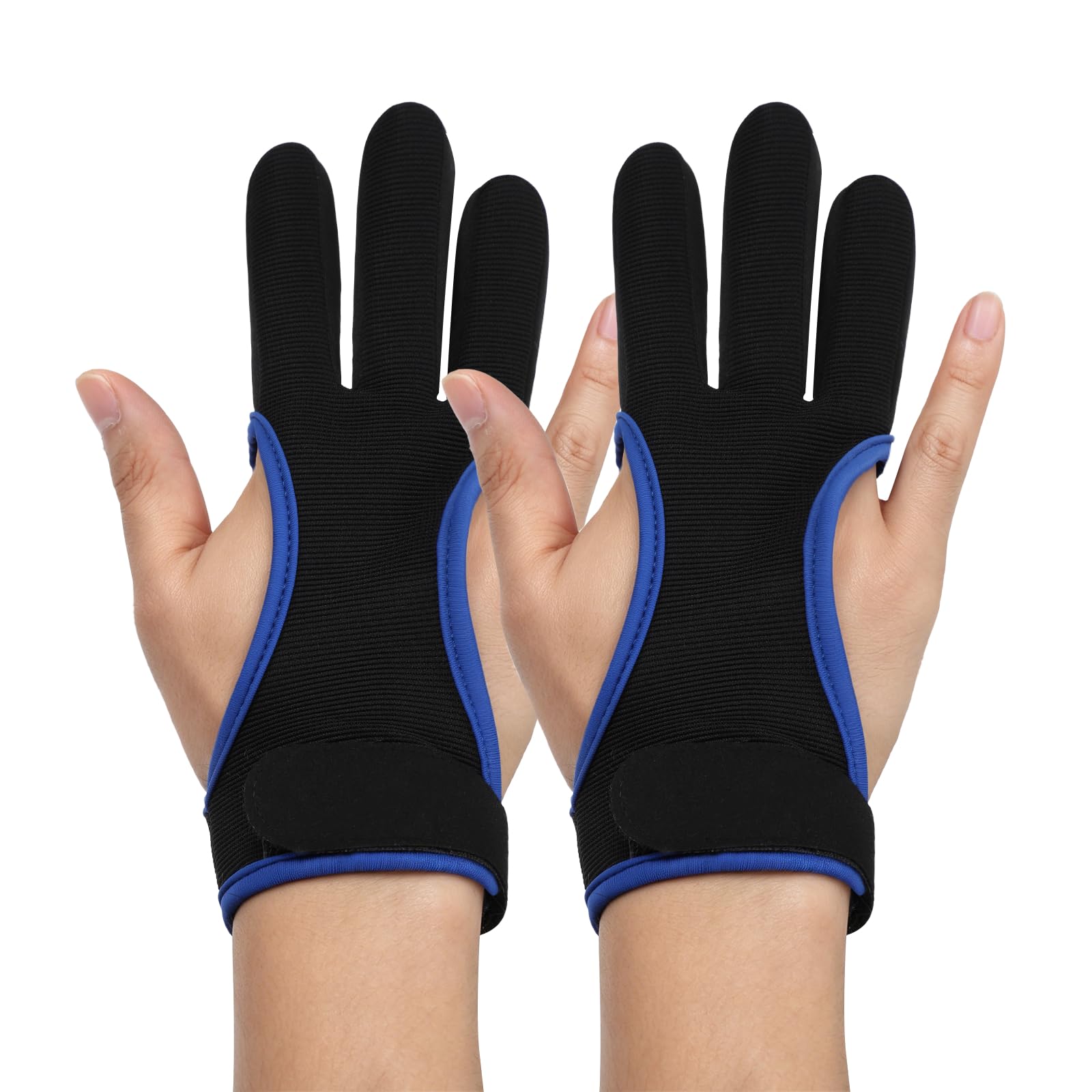 YELARXI Archery Gloves, Durable Shooting Hunting Leather 3-Finger Protector 1 Pack & S & Black Blue-Fitting for (Adults Woman/Beginner/Recurve/Arrow Bow Protective Gear Accessories)