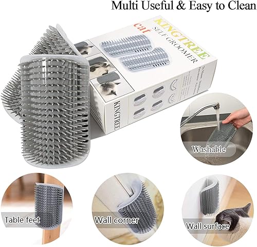 Miniatura 10 de Kingtree Cepillo de esquina para gatos, paquete de 2 cepillos de esquina de pared para gatos de interior, cepillos suaves de aseo para mascotas,