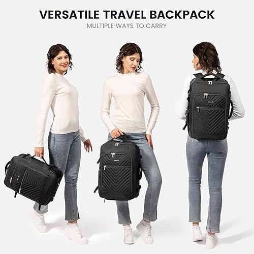 Miniatura 8 de LOVEVOOK Mochila de viaje, mochila de mano aprobada por vuelo con bolsa de aseo, mochila grande expandible para laptop para mujer, mochila