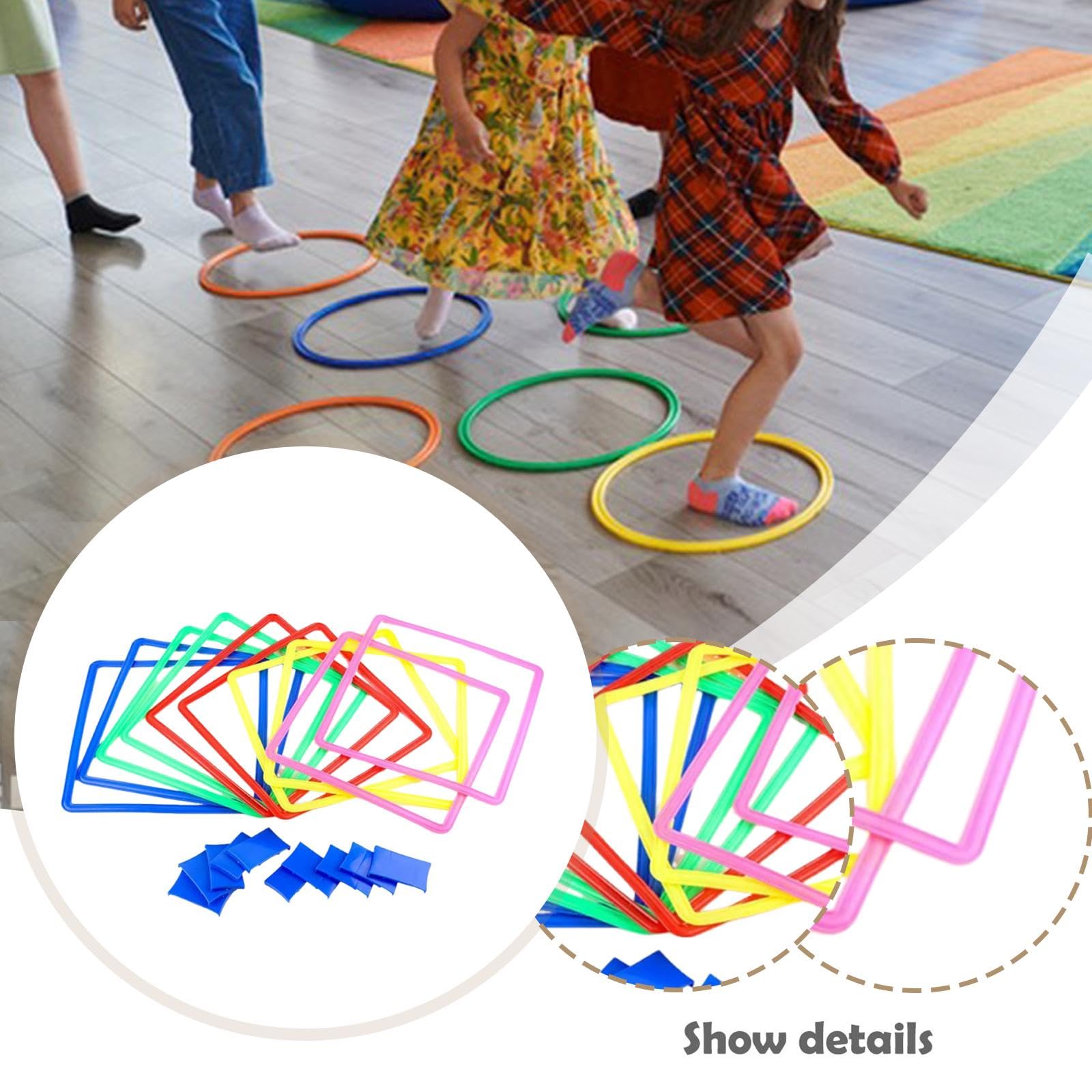 Jeu de Marelle Anneaux D'Agilité Anneaux Sauts Anneaux Entraînement Motricité Sac de Rangement En Pp Résistant pour Enfants et Adultes Convient Aux J, CarrÉ