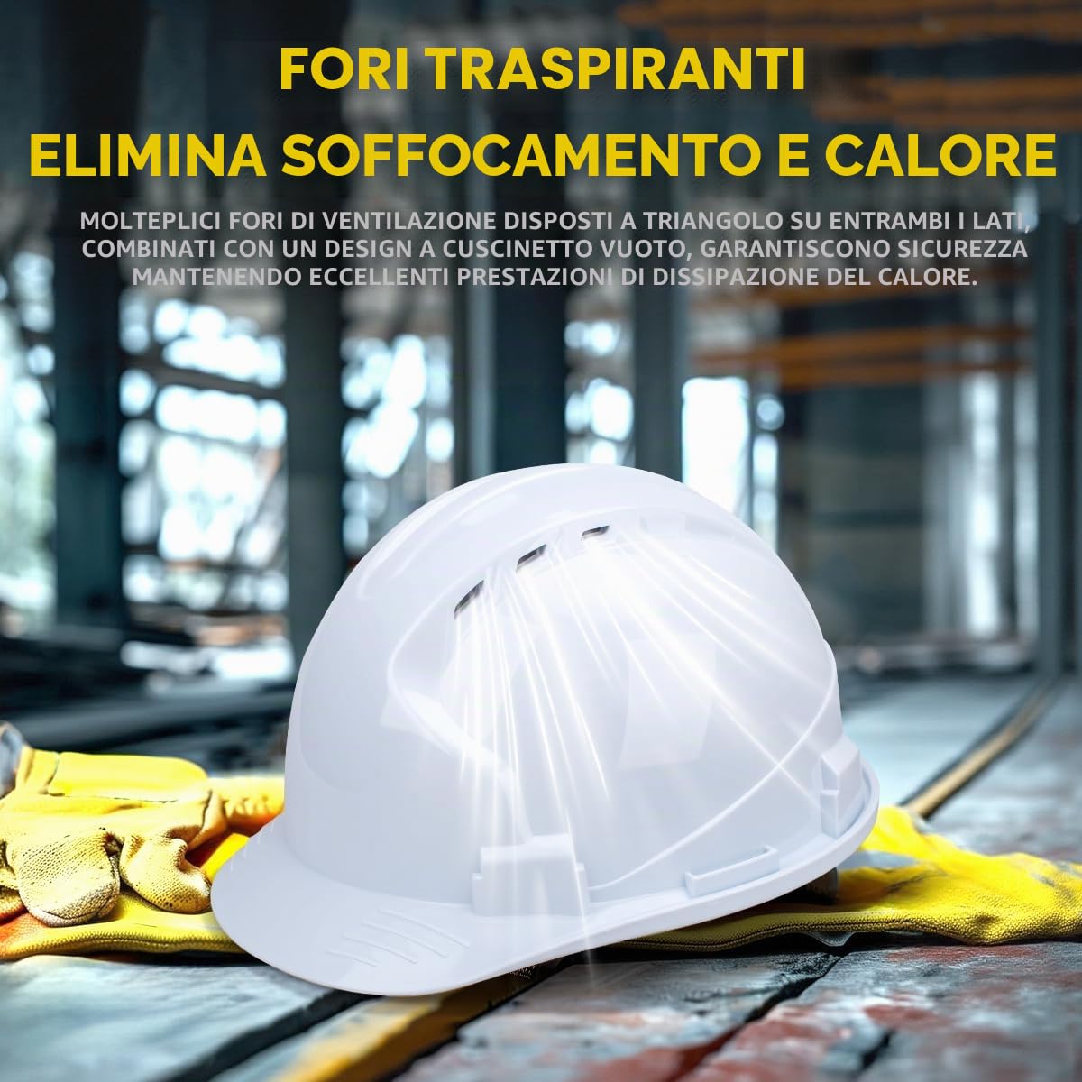 Casco di sicurezza in ABS bianco,certificato EN398,con prese d'aria e fascia per la testa regolabile,elmetti industriali per l'edilizia,l'edilizia e i cantieri.