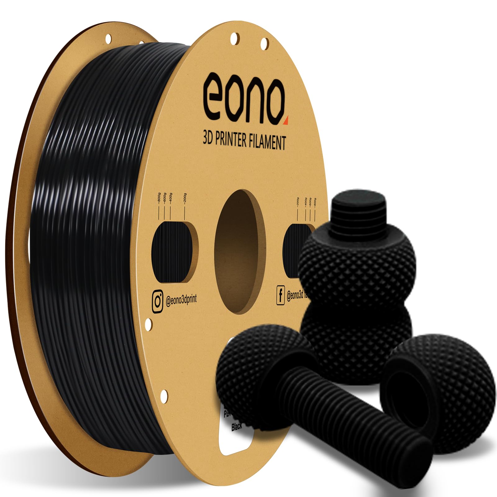 Eono PETG 3D Printer Filament 1.75mm Black PETG Filament 1kg for 3D Printer &3D Pen.