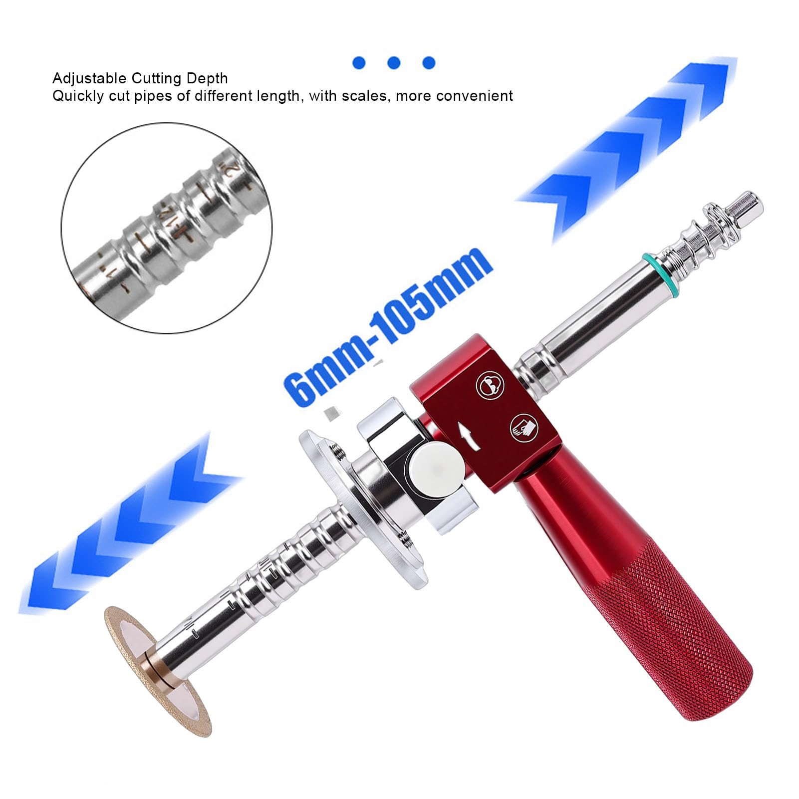 Kit de Cortatubos Interior de Larga Duración para Corte Preciso de Tubos de PVC ABS con Cortador de Posicionamiento Seguro y Varilla de Acero Inoxidable, Ideal para Espacios Reducidos y