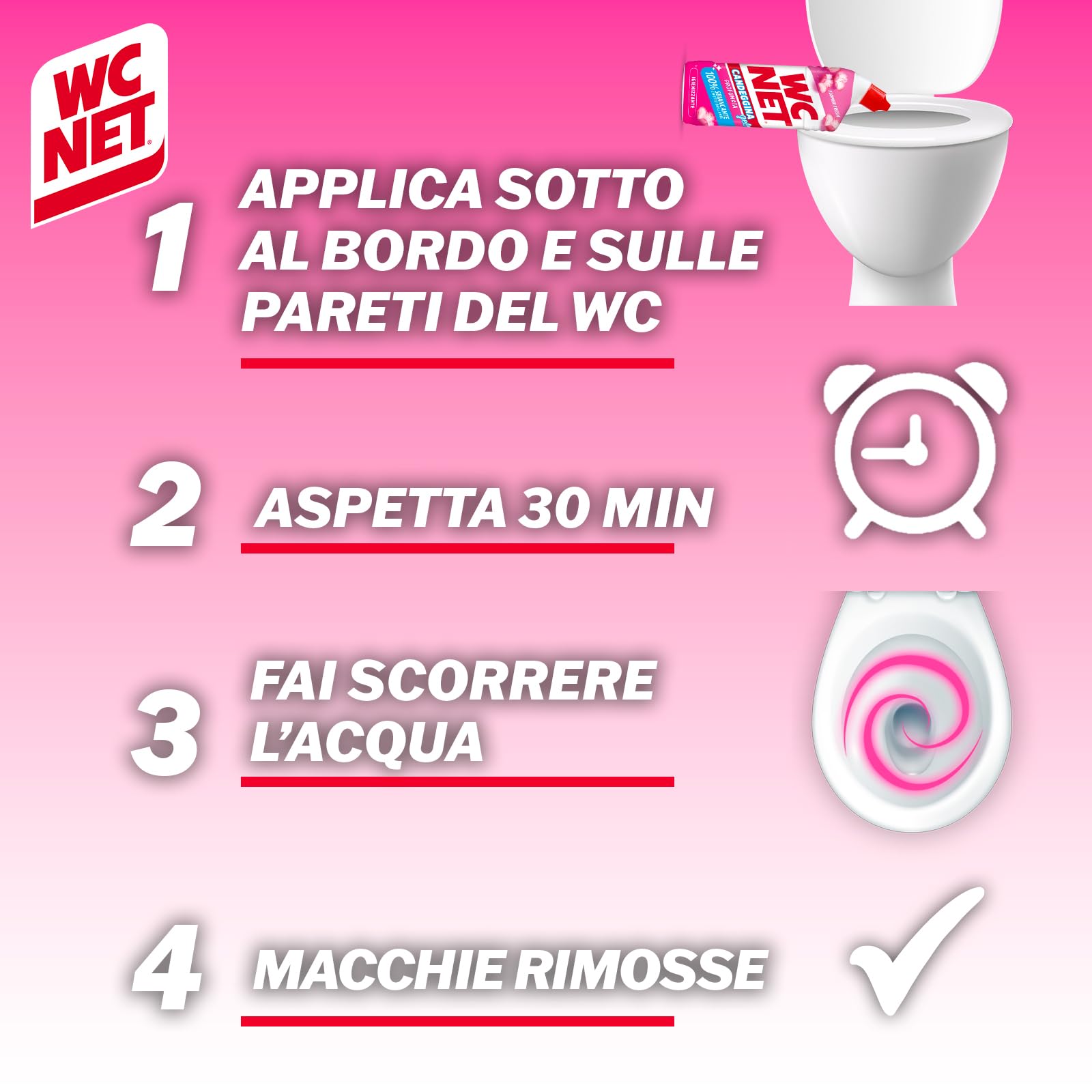 Wc Net Candeggina Gel Profumata, Detergente per Sanitari e Superfici, Azione Sbiancante e Igienizzante, Fragranza Flower Fresh, 700 ml x 12 Confezioni