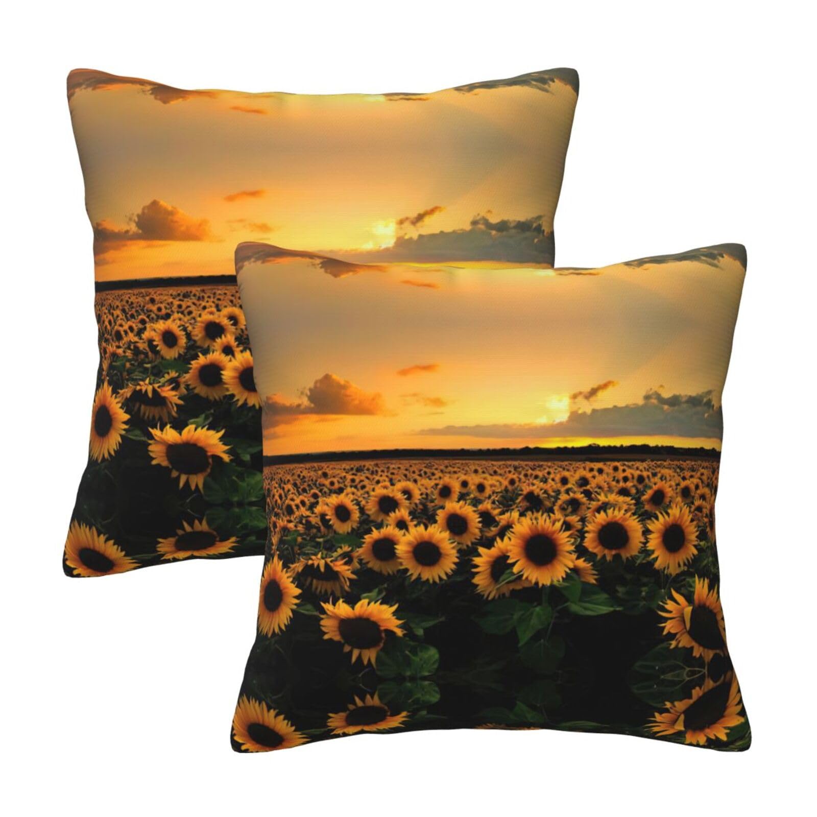 Kfjghhl Sunflowers Sea Throw Pillow Covers Decorative Farmhouse Couch Pillow Case 4 Sizes Square Cushion Pillcase