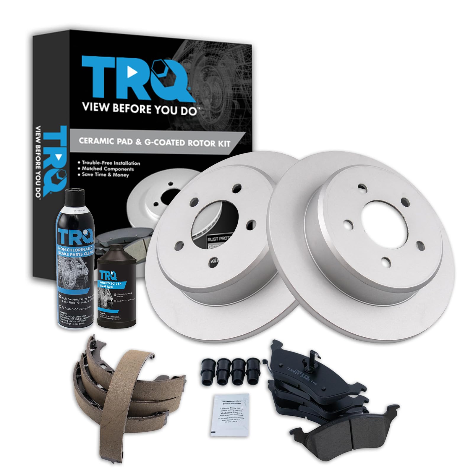 TRQ Rear Brake Pad &amp; Rotor Kit Compatible with 2001-2007 Chrysler 2001-2007 Dodge