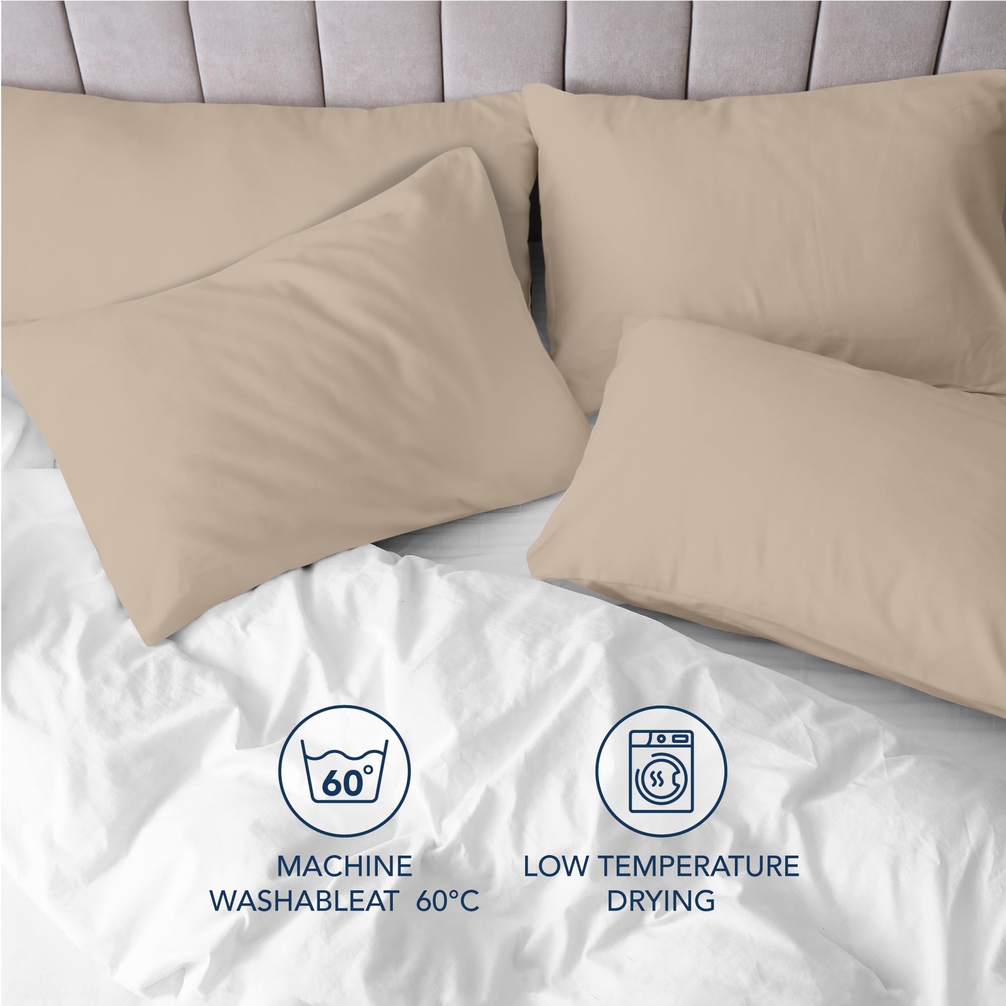 Dreamzie Kussensloop 80x80 Cm  Set Van 4  100% Katoen Jersey 150 GSM Beige 80 X Resistente En Hypoallergene Kussenhoes Oeko Tex Gecertificeerd 1991826248