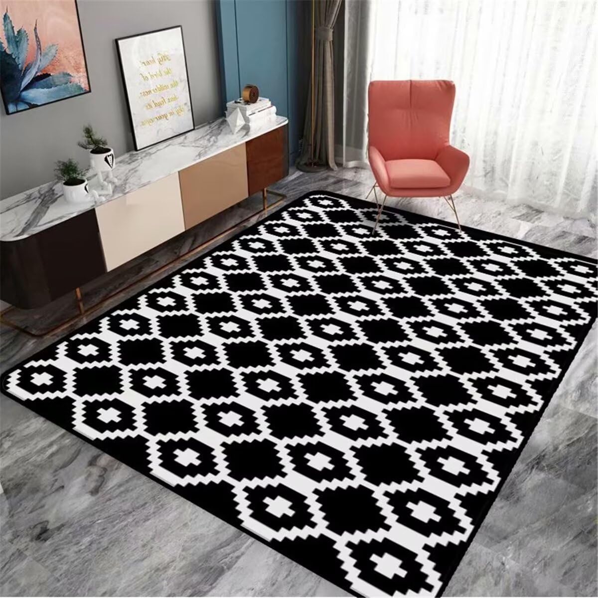 Tapis isolation phonique motif géométrique carré 160X230CM