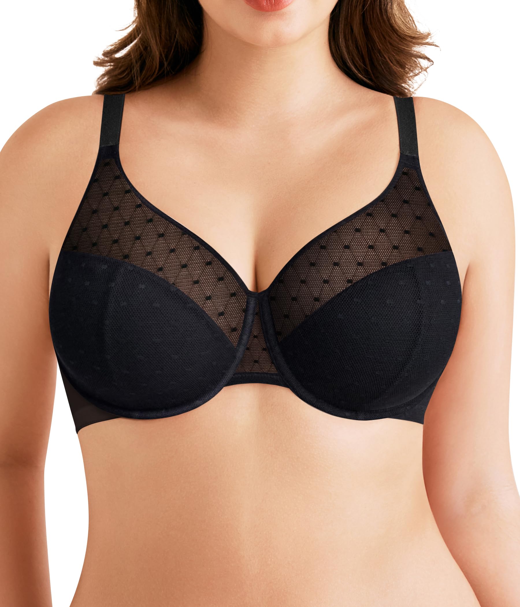 Minimizer Bras for Women Full Coverage Plus Size Bras with Underwire Support for Large Breasts, Black, 38C