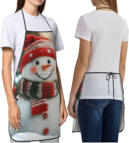 Miniatura 5 de Delantal de Navidad para mujeres y hombres, delantales de cocina de Año Nuevo, delantal de chef ajustable con bolsillo para cocinar, hornear y coser