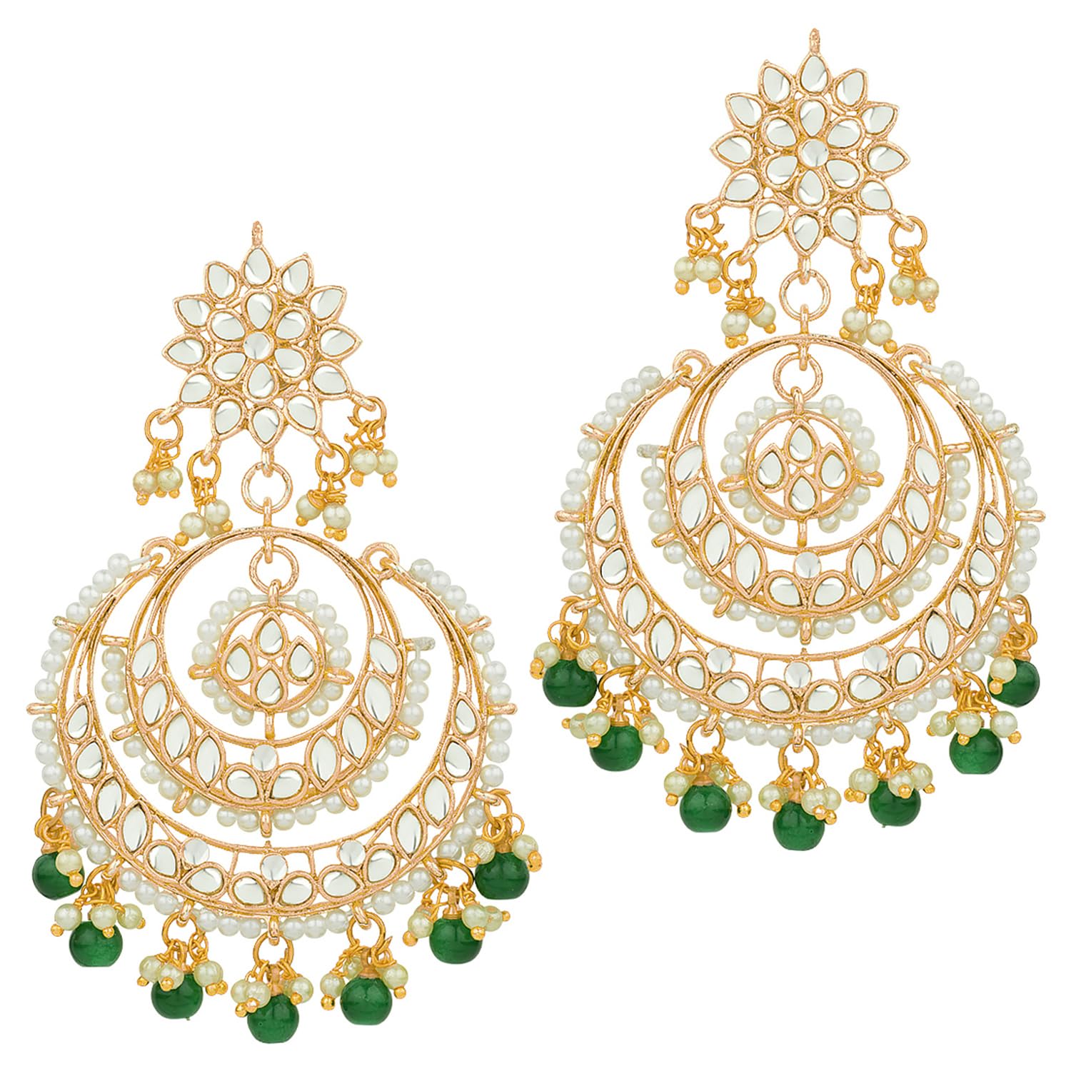 Peora Gold Plated Indian Ethnic Bridal Kundan Pearl Chandbali Earrings for Women Girls Fancy Fashion Traditional Jewellery (B08L12FC74) Amazon Price History, Amazon Price Tracker