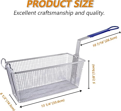 Miniatura 6 de Hakka - Cesta para freír comercial, con mango de construcción antideslizante para uso en restaurantes, 4 piezas, 13 1/4 x 6 1/2 x 6 pulgadas