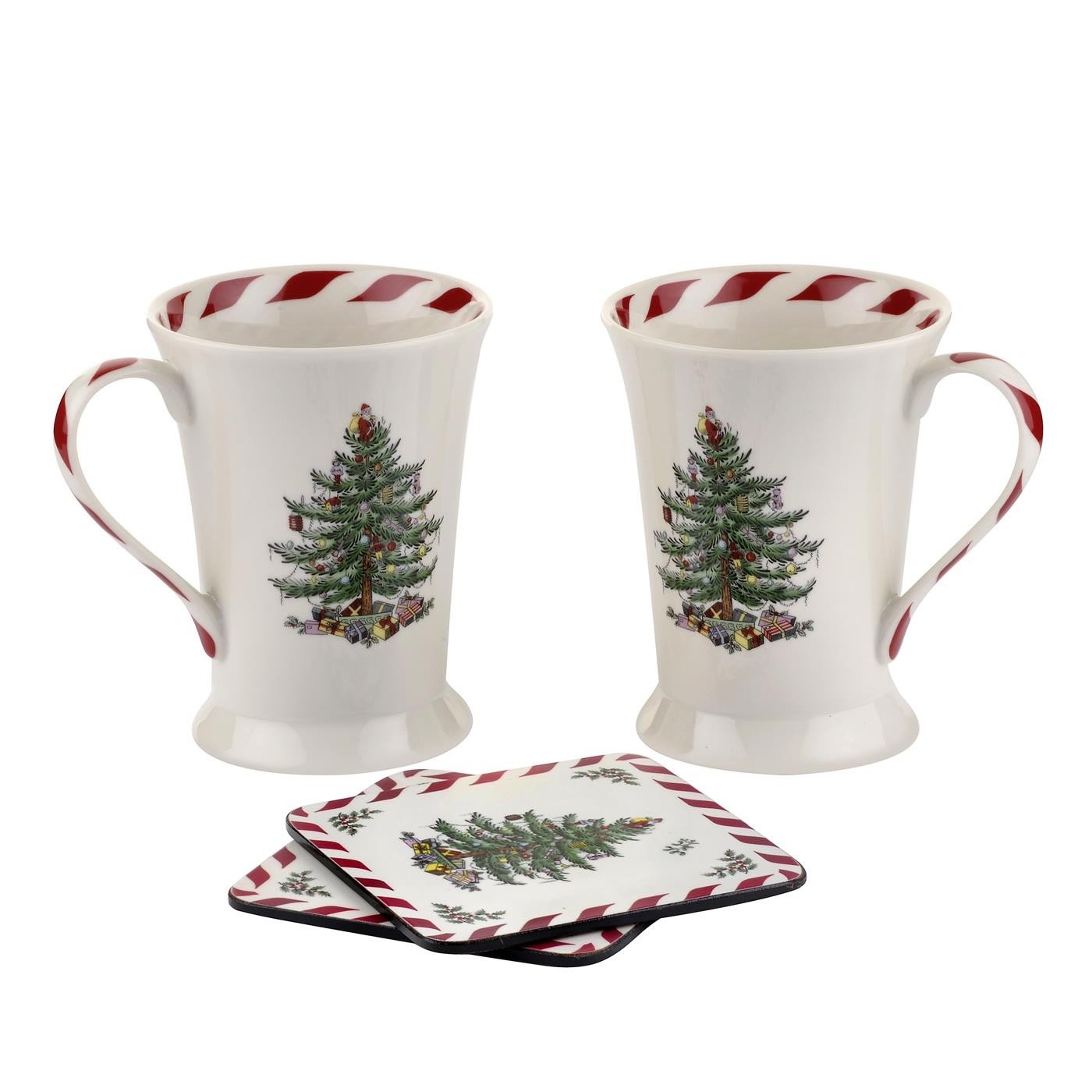 Spode Christmas Tree 10 oz Peppermint Mug and 4.0" Square Coaster