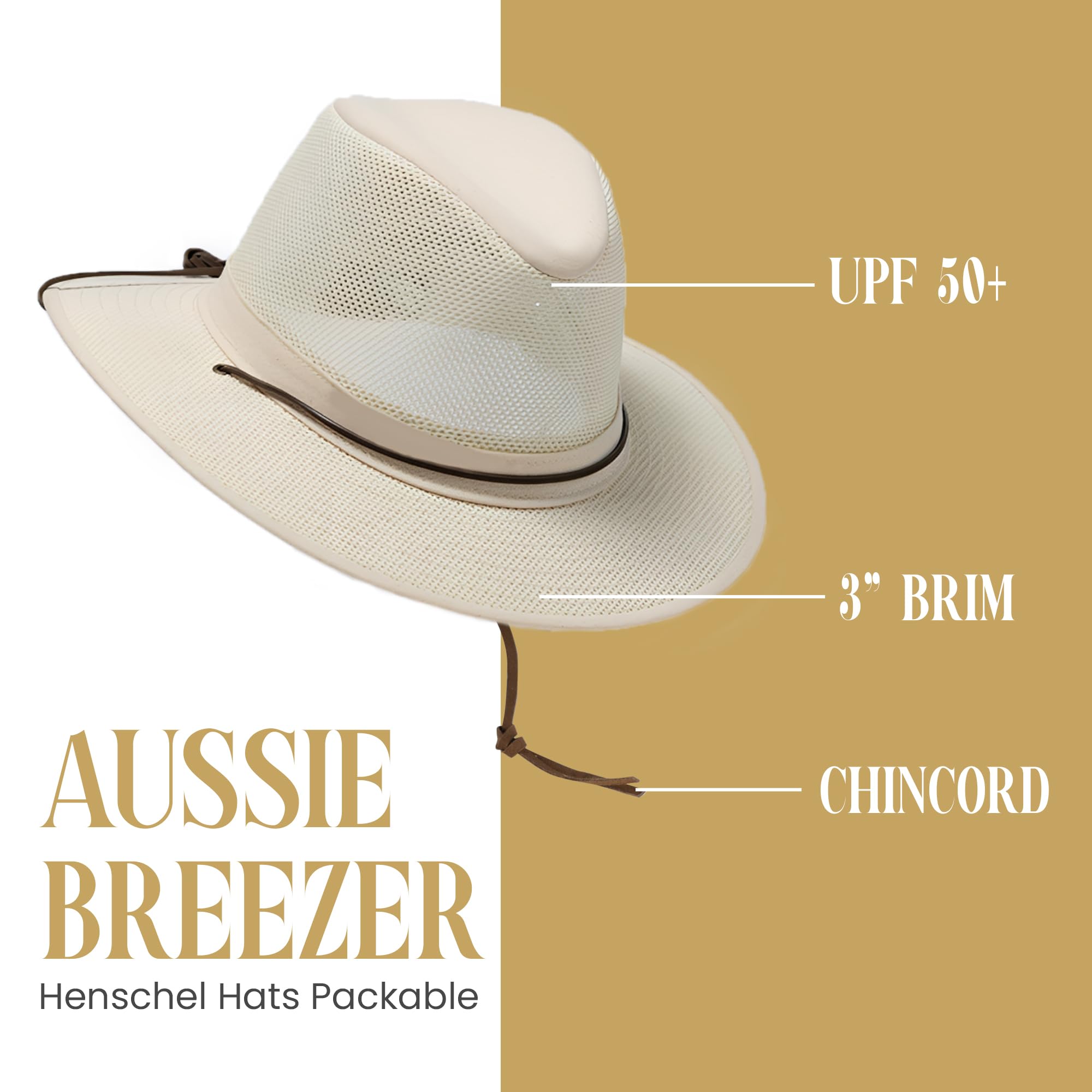 Buy Henschel Packable Mesh Aussie Breezer Hat Natural/Large AD 