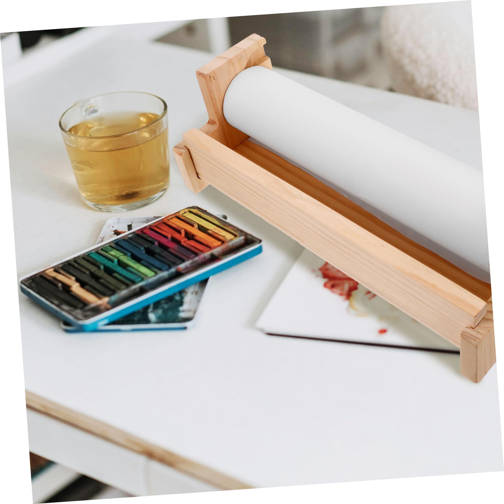 Cavalletto in Legno da Tavolo per Ragazzo Ragazza Rotolo di Carta da Disegno Multifunzionale Salvaspazio per Attività Creative e Scrittura