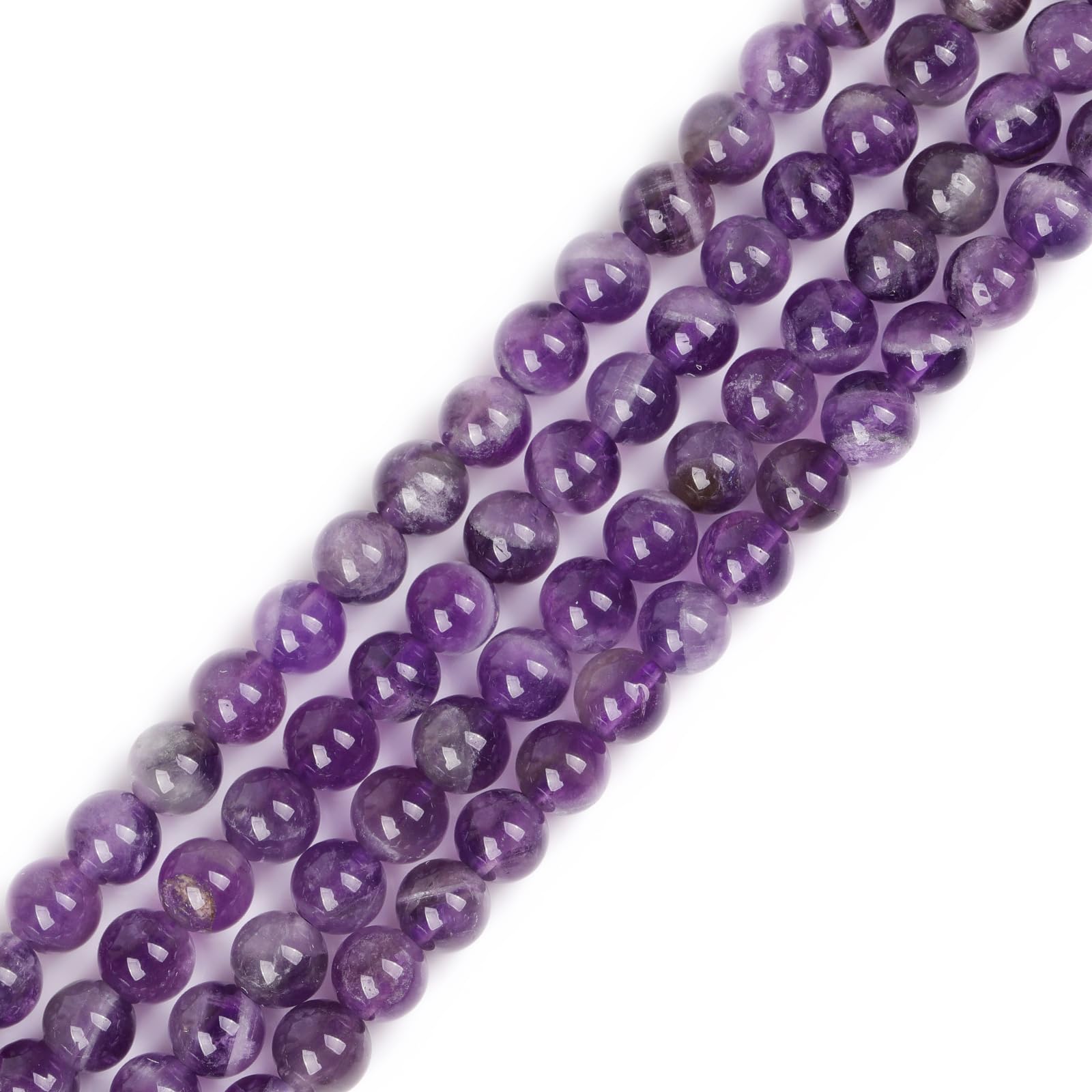 GEM-Inside Natural 6mm Amethyst Quartz Round Gemstone Semi Precious Loose Beads for Jewellery Making 15''