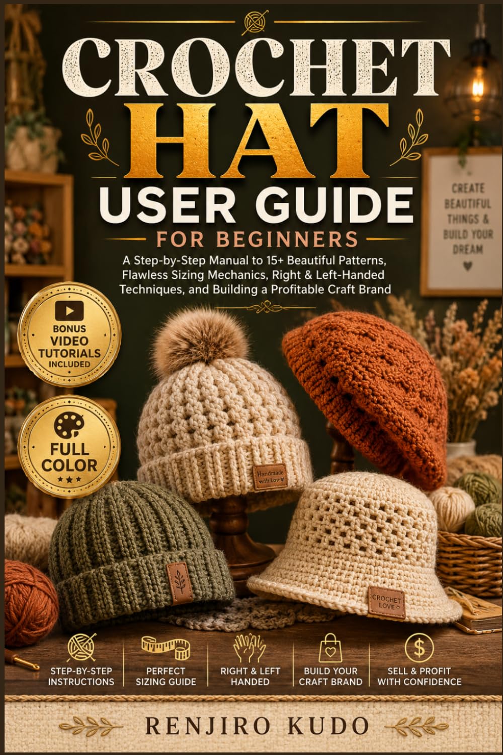 CROCHET HAT USER GUIDE FOR BEGINNERS: A Step-by-Step Manual to 15+ Beautiful Patterns, Flawless Sizing Mechanics, Right & Left-Handed Techniques, and Building a Profitable Craft Brand