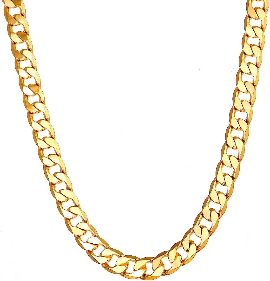 18K Gold Plated Link Cuban 7mm Necklace Chain Mens Jewelry For Men