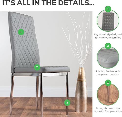 Miniatura 3 de Furniturebox UK Mesa de comedor extensible de cristal blanco Enna y 6 sillas Milan grises 6 Sillas grises,6 Sillas Capuchino,6 Sillas Mostaza,6