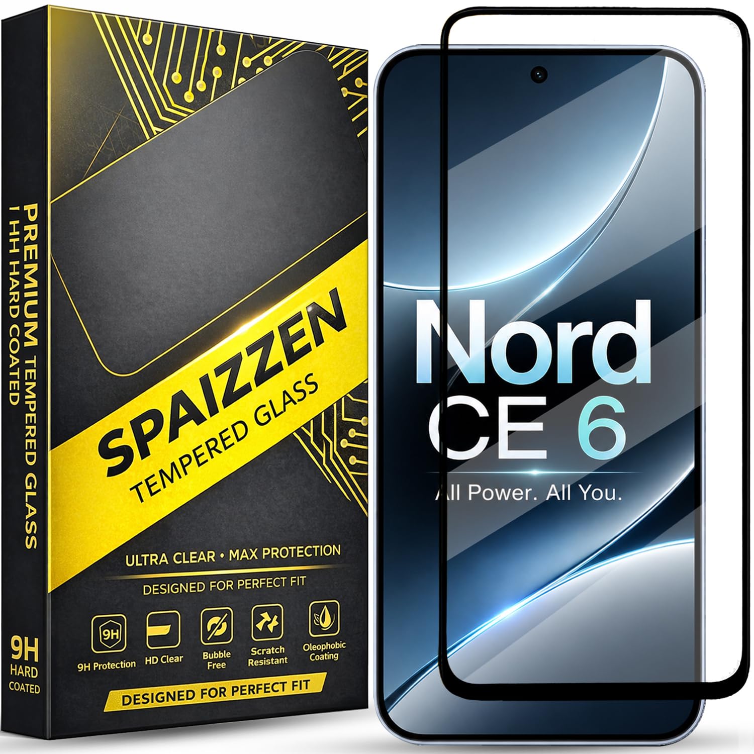 military-grade tempered glass screen protector compatible for oneplus nord ce6 / oneplus nord ce 6 with edge to edge coverage and easy self installation kit