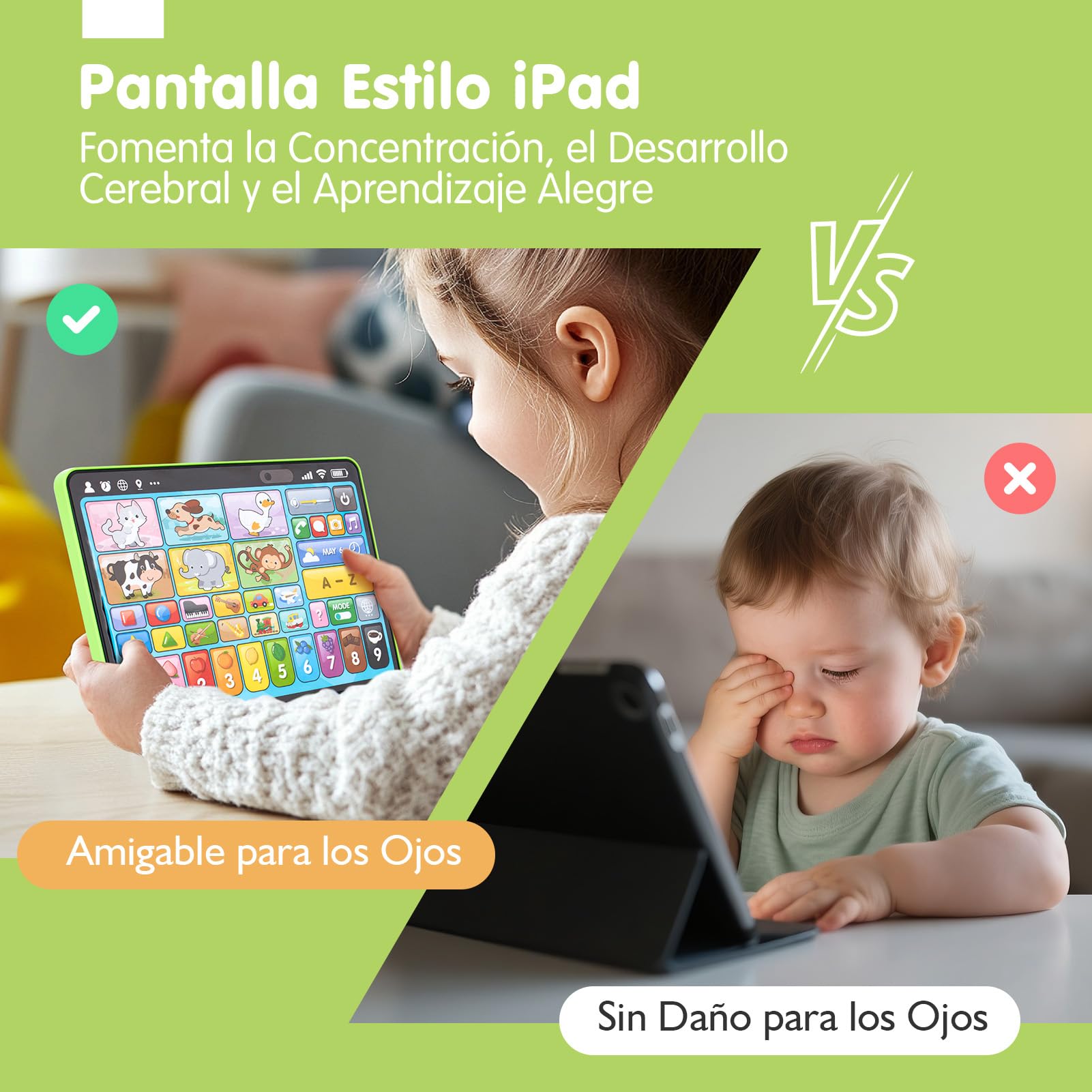 hahaland Tablet para Niños 1 2 años - Musical Panel Educativo Que enseñan Animales, Letras, Números - Tablet Infantil Juguetes Interactivos para niños 2 años - Versión 5 Idiomas