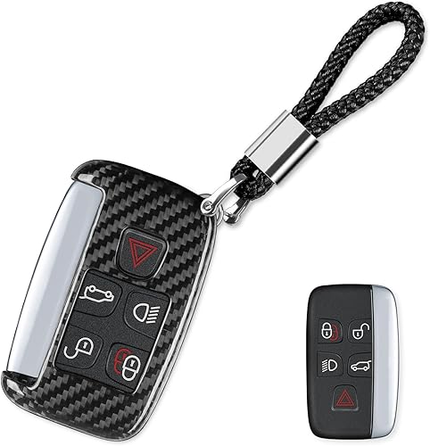 Miniatura 1 de Llavero compatible con Land Rover, protector de fibra de vidrio real compatible con llavero Jaguar con llavero compatible con Range Rover, negro