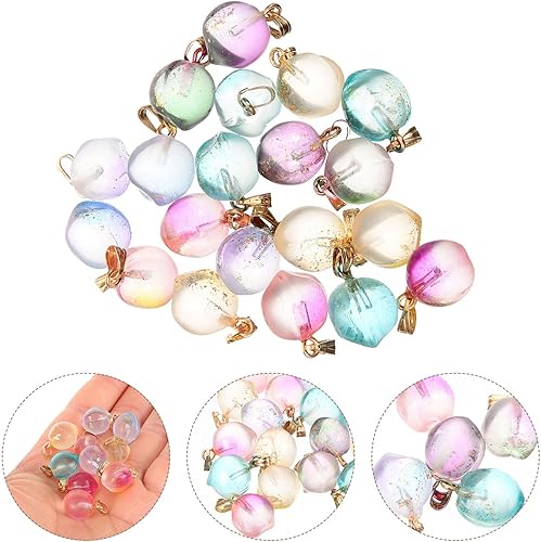 Miniatura 8 de EXCEART 20 dijes de cristal de frutas de melocotón, mini adornos colgantes de durazno para bricolaje, collares, pulseras, aretes, accesorios para