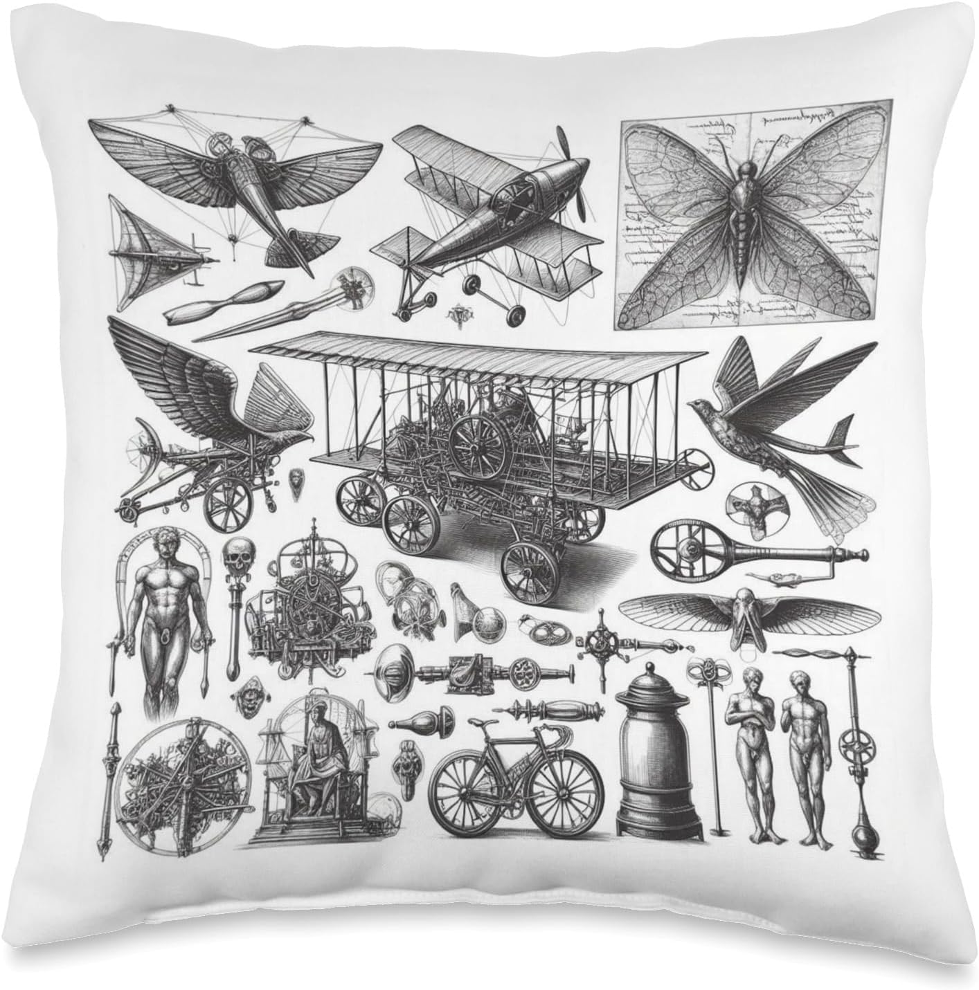 Leonardo Da Vinci Sketches Throw Pillow