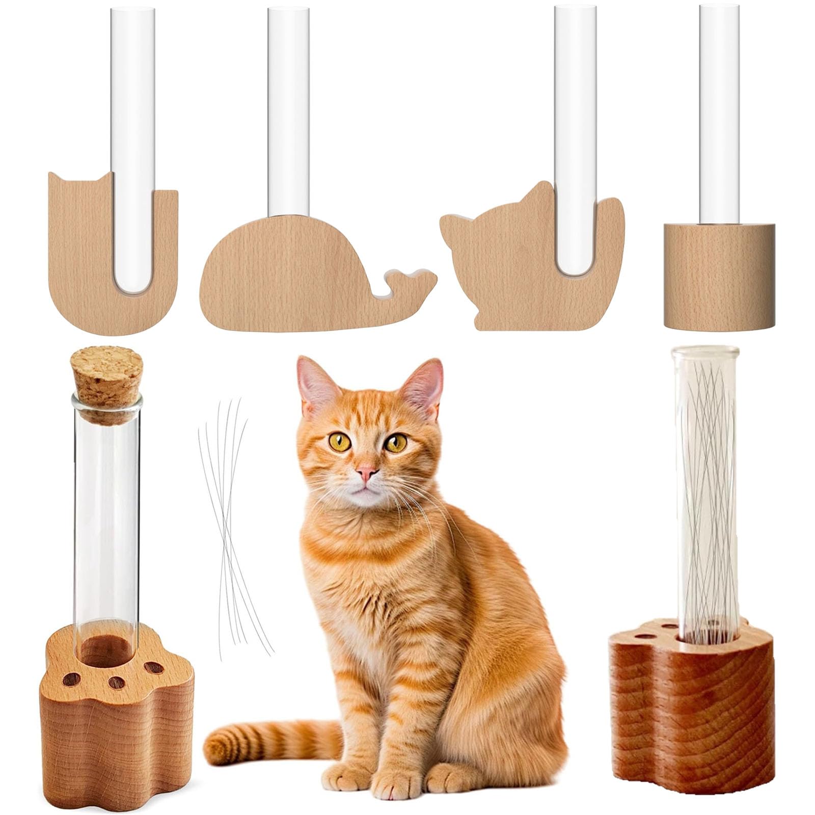 Amazon.co.jp: 猫 ひげ ケース 猫のヒゲケース 猫のひげ瓶 木製ベース