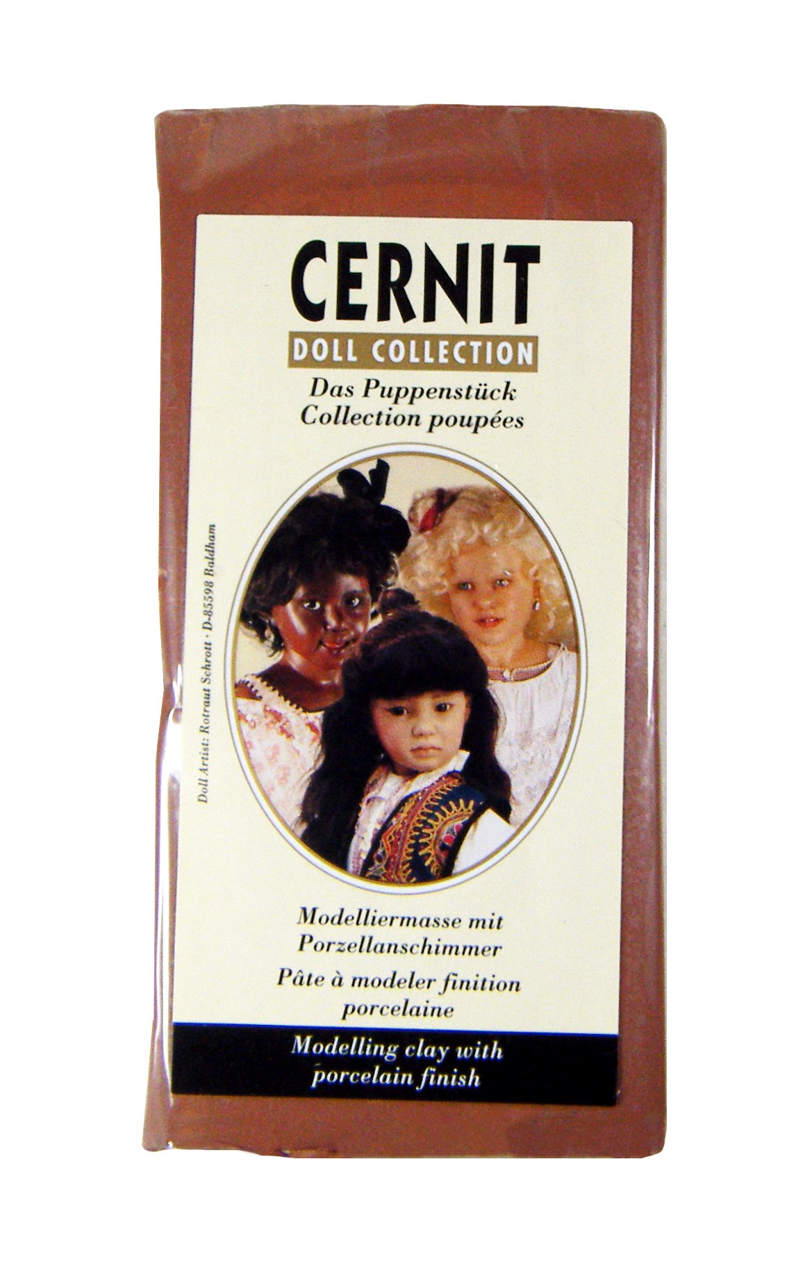 CERNIT CE0950500807C - A Pack of Polymer Clay - Translucent Doll Range - Modelling and Baking Clay - Caramel colour - 500 g block - Manufactured in Belgium