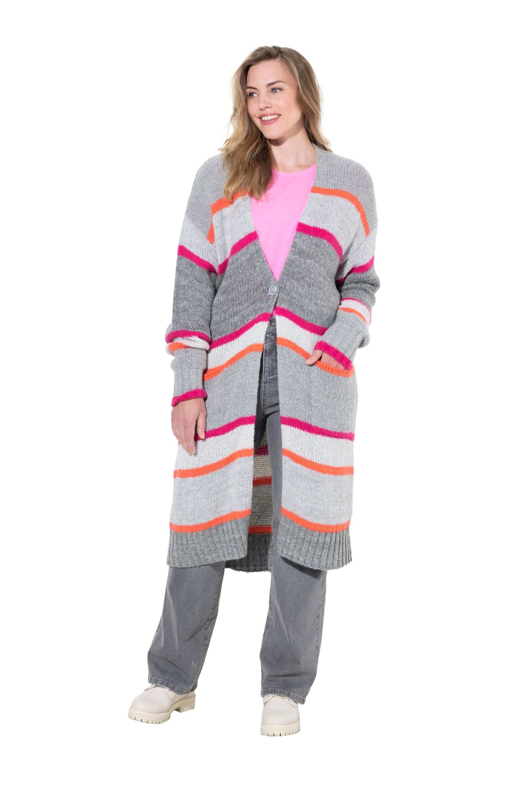 Laurasøn Long Strickjacke, Knopfverschluss, Langarm, Taschen 832632