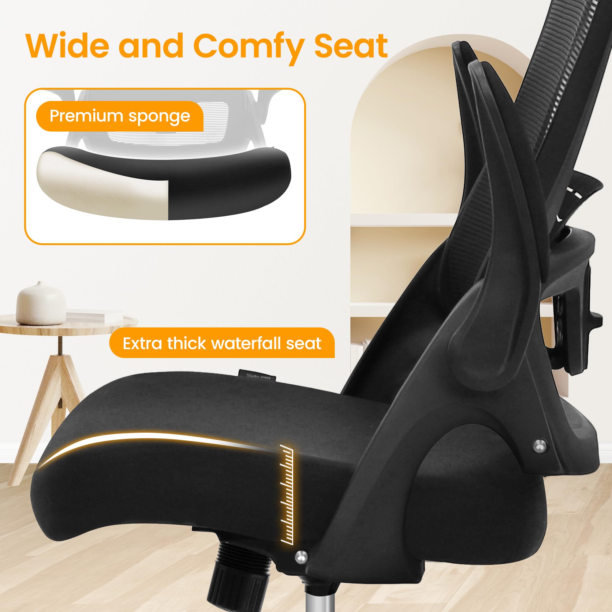 NEO Chair Silla de oficina ergonómica de escritorio con respaldo alto, silla de malla para computadora y juegos con brazos ajustables cómodos, soporte lumbar, reposacabezas giratorio para oficina en