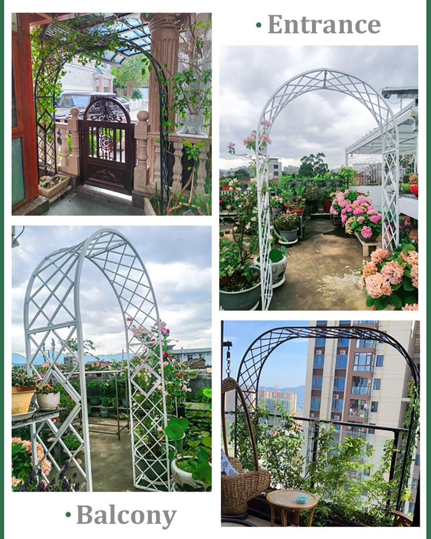 Metalowa altana ogrodowa do pnących róż i roślin, pergola łukowa na podwórko, trawnik, patio, stylowa czarna altana ogrodowa (szer. 3,0 x wys. 2,0 m)