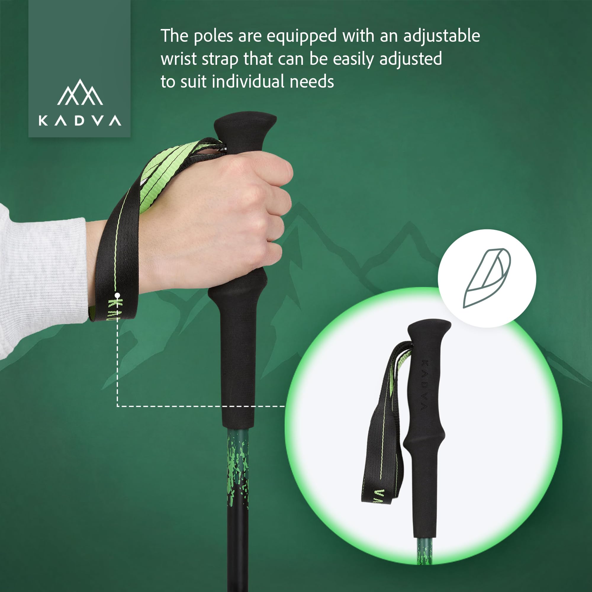KADVA Torre - Bastones de senderismo (carbono, ajustables, plegables