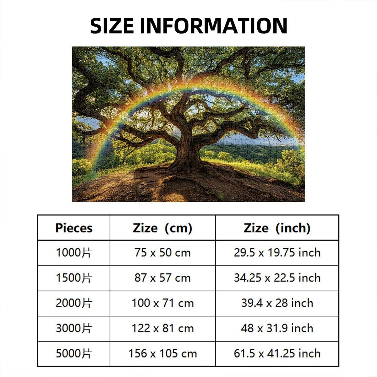 Puzzle 2000 Piezas, Puzzle Árbol con Caja Regalo para Adultos, Rompecabezas de Madera, Rompecabezas Desafiante para Decoracion Navidad, Regalo Mujer, Cuadros Decoracion Salon Modernos, (Arcoíris) V-3