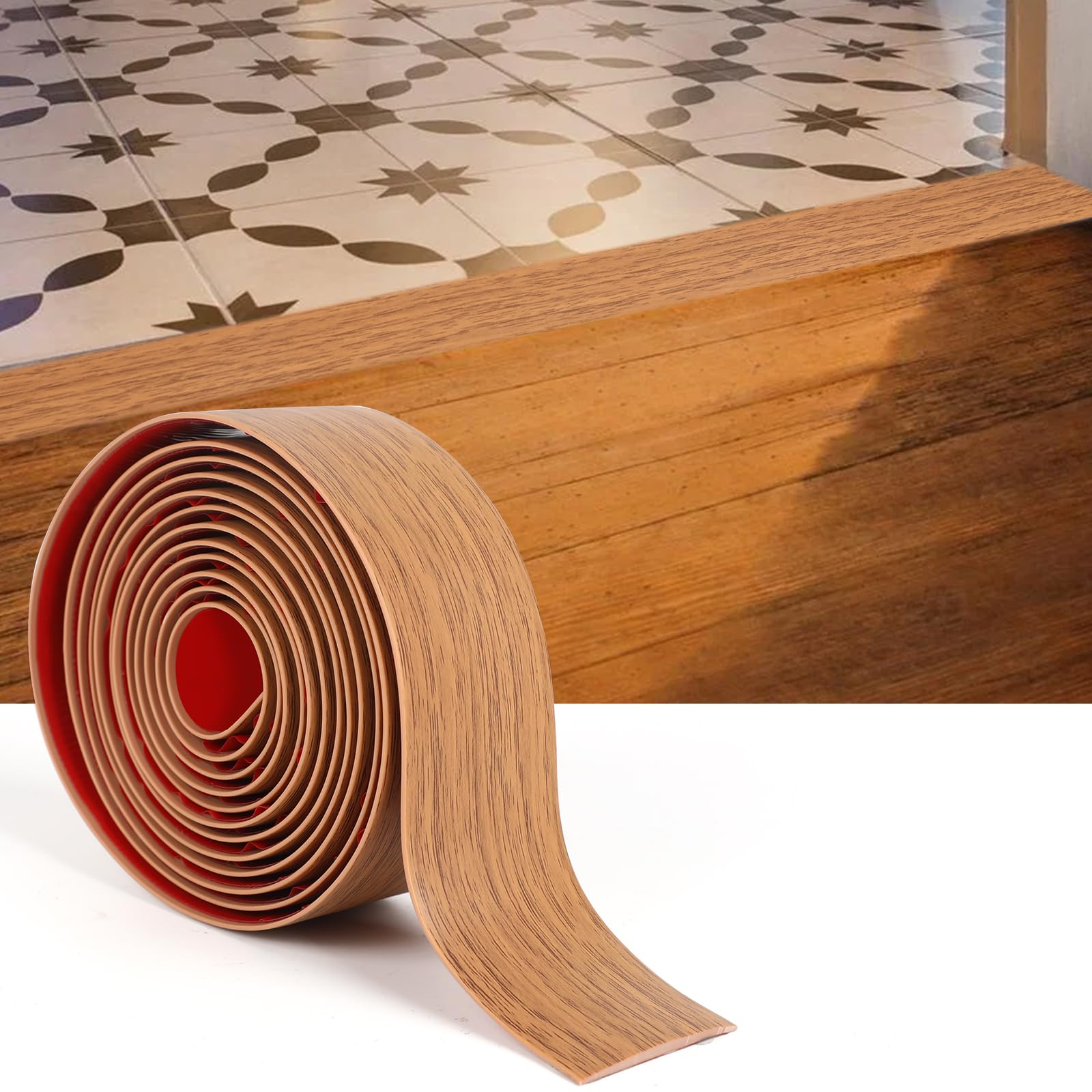 Vinyl Transition Strip Trim Self Adhesive 10Ft x 2" Flooring Transition Laminate with Strong Backing Flat Divider Strip for Joining Floor Tile Gap, Carpet, Threshold (Brown)