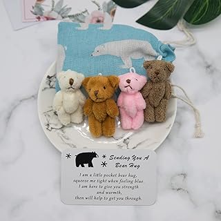 A Little Pocket Bear Hug, Tiny Teddy Bear Pocket Hug Token with Greeting Card, Mini Graduation Bear, Cute Anxiety Stuffed Animals (4Pcs)