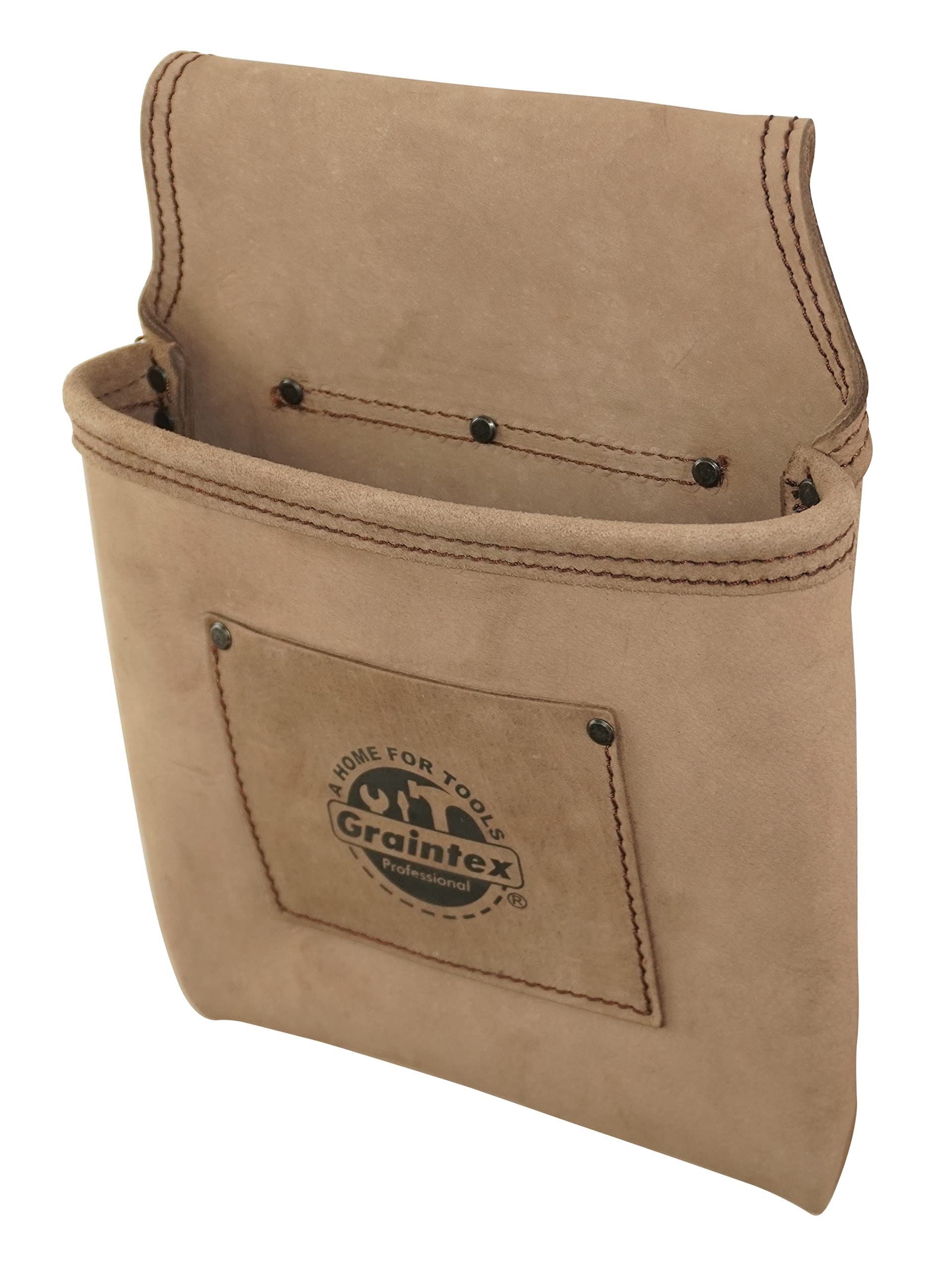 Graintex ST2009 1 bolsillo resistente superior de piel de grano para uñas, bolsa de herramientas para cinturón ancho con ranura para túnel