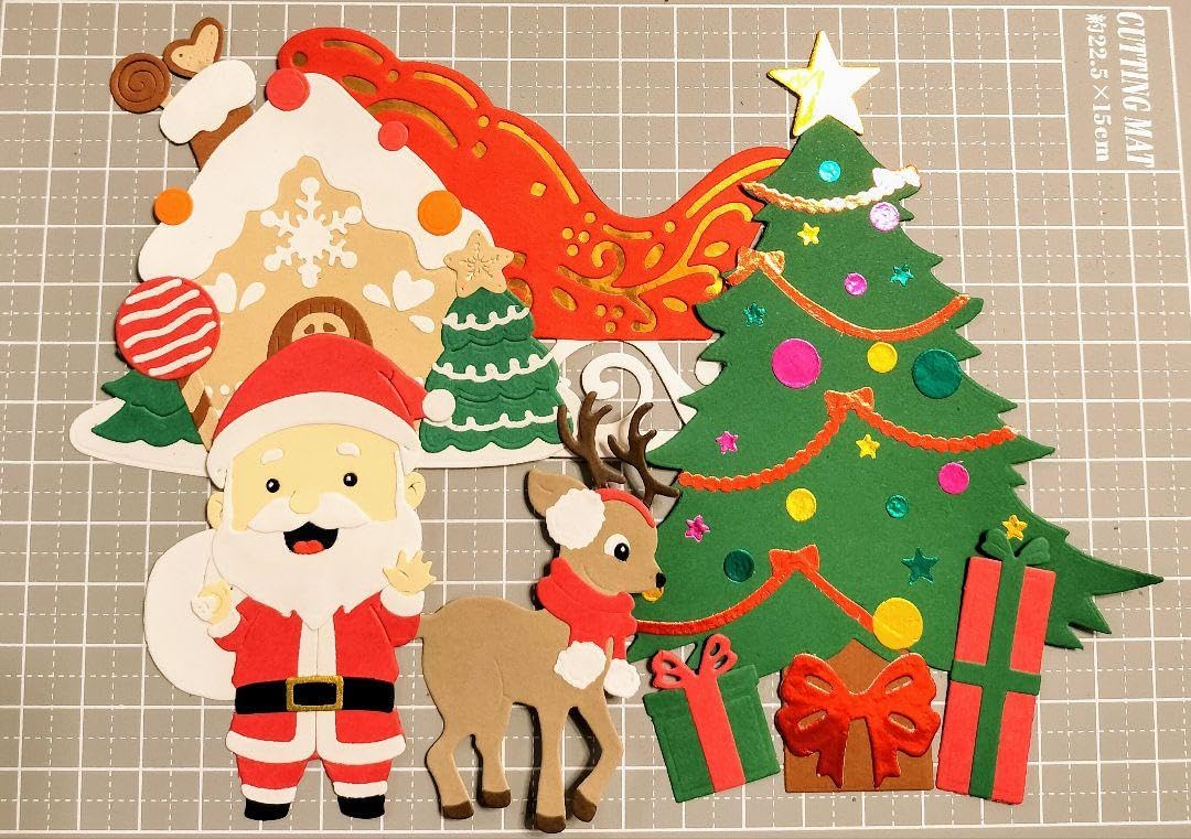 Amazon.co.jp: サンタとトナカイセットクリスマスツリーダイカット