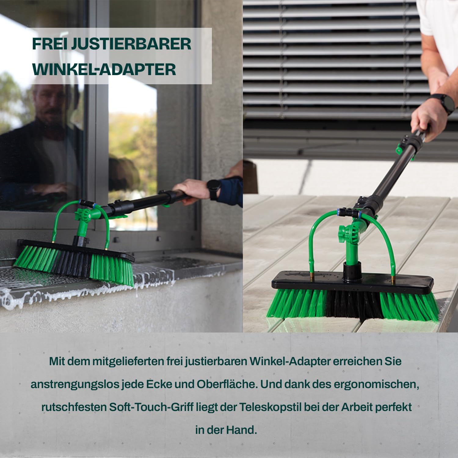 Hammersmith AquaClean Deluxe - Das Original aus dem TV - Besen mit Wasseranschluss - Waschbürste inkl. 3,6m Teleskopstiel - Wasserbesen - Fenster & Photovoltaik Reiniger