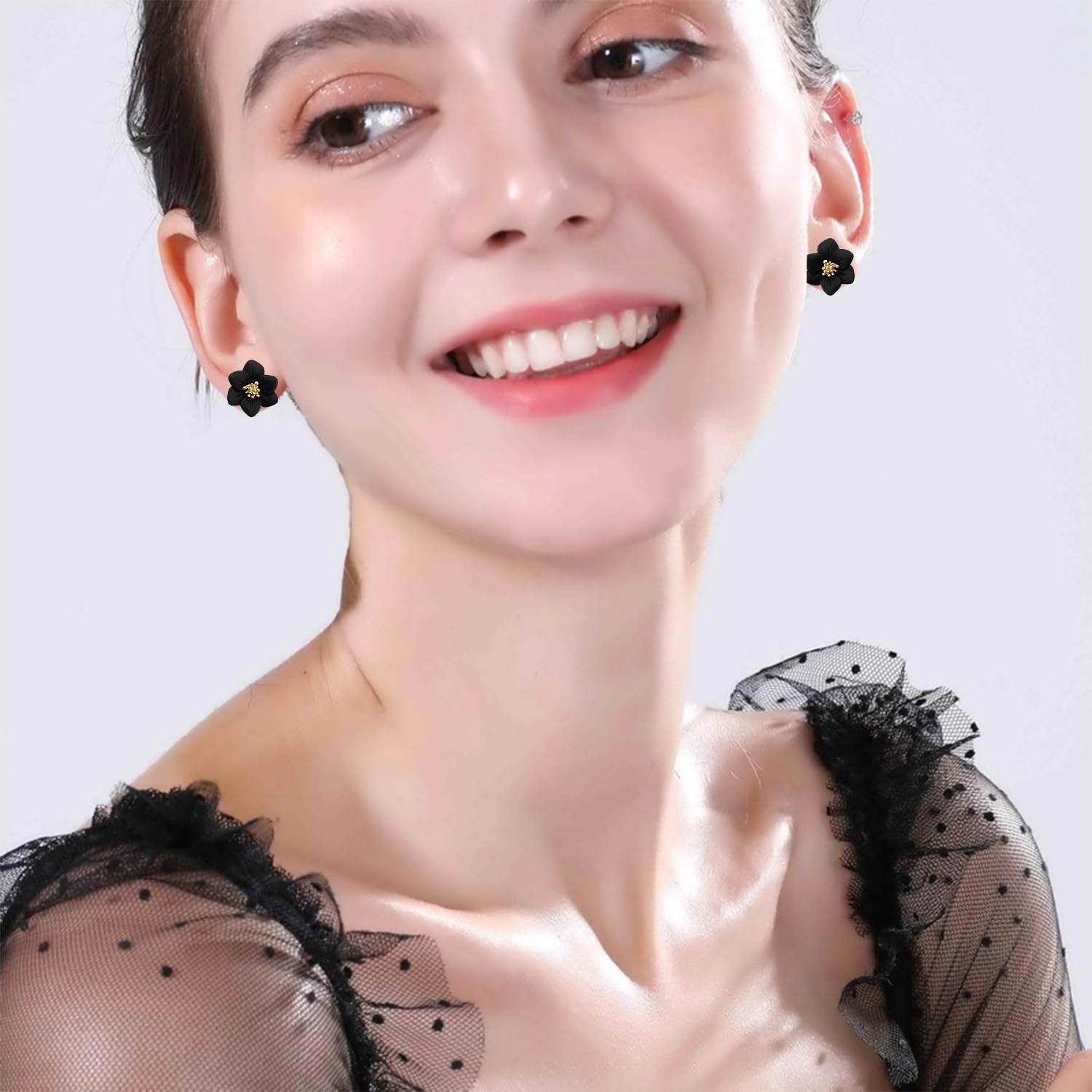 Simulated Exquisite Three-Dimensional Flower Stud Earrings Colored Double-Layer Plant Stamen Petal Alloy Stud Earrings for Women Jewelry Gifts - Image 5