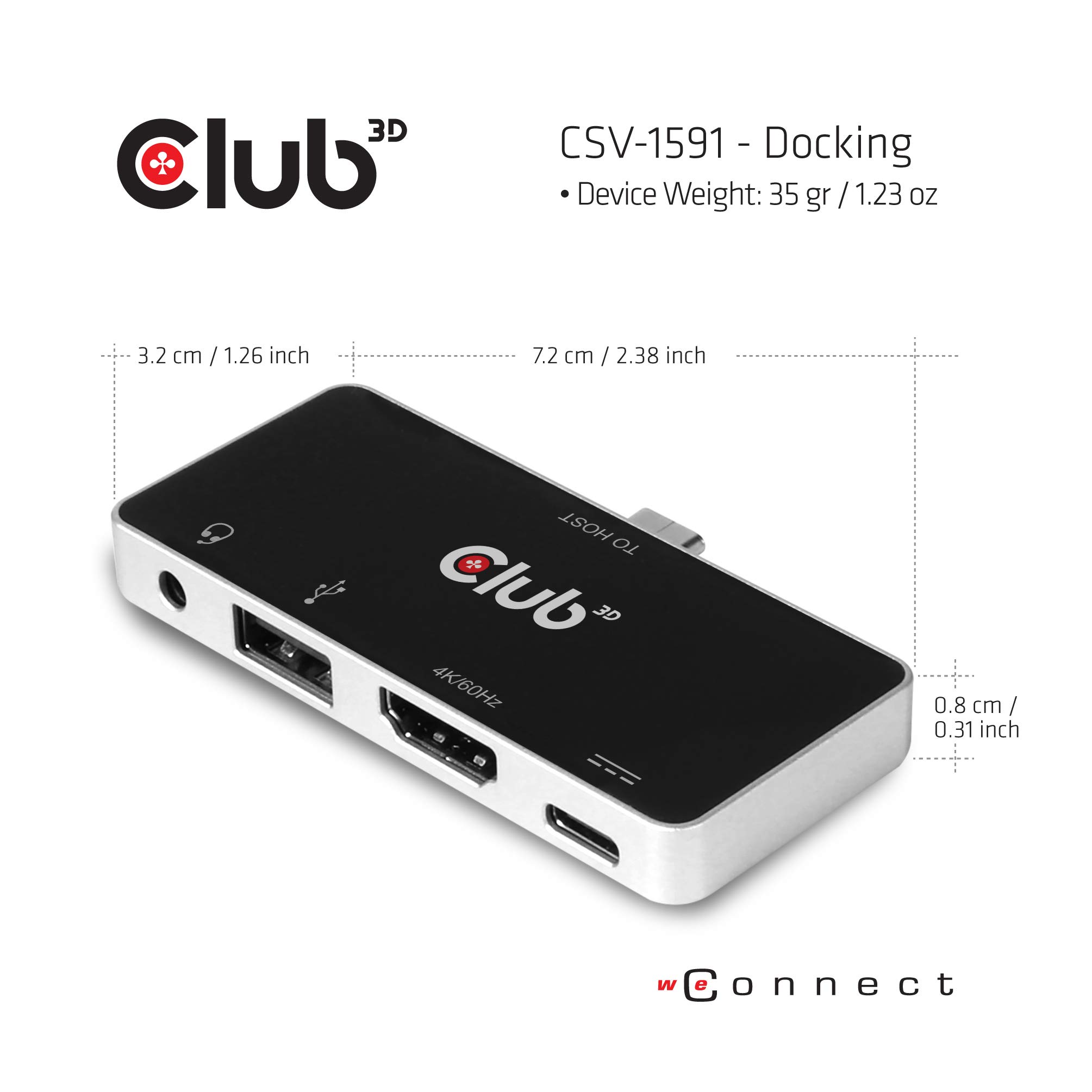 Hub USB tipo C 4 in 1 a HDMI 4K60Hz USB tipo C PD/USB tipo A/presa audio