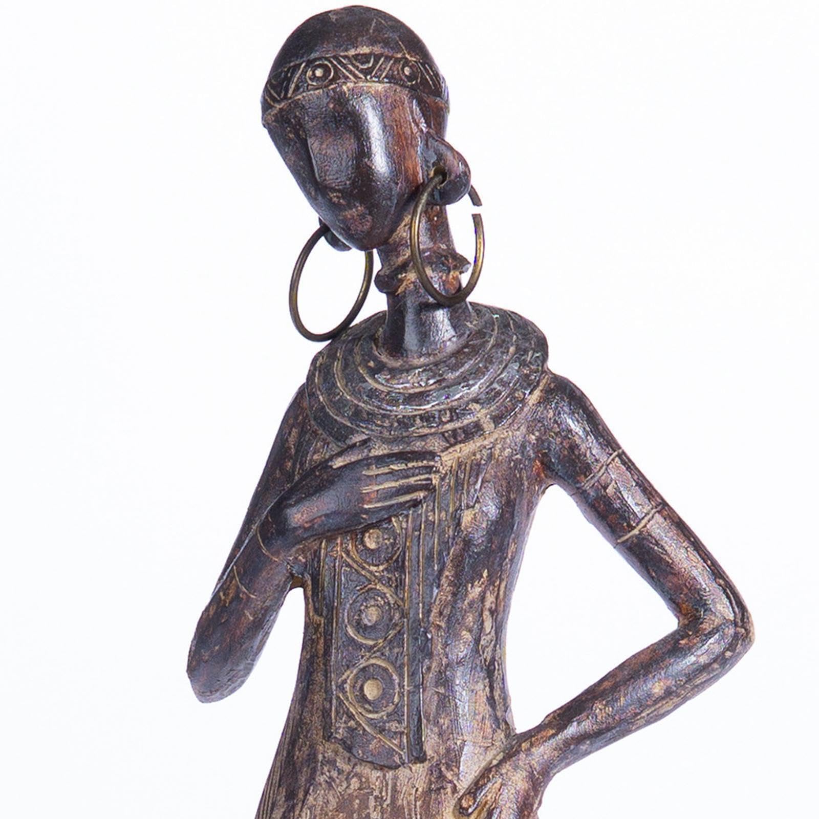 Affascinante Statua Femminile Tribale della Statuetta della Signora Africana in Resina per Libri da Tavolo, Tipo 7